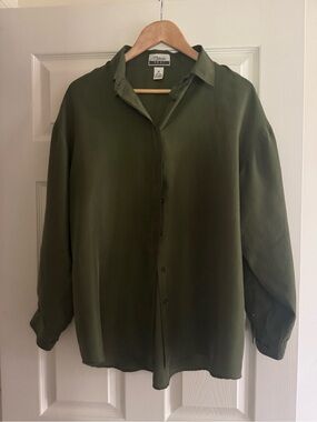 Vintage Marnie West, Silk Olive Green Women’s Blouse